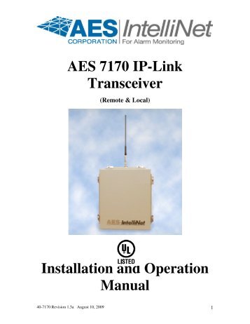 AES 7170 IP-Link Transceiver Installation and ... - Digicom.us