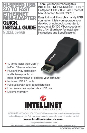 hi-speed usb 2.0 to fast ethernet mini-adapter quick install guide