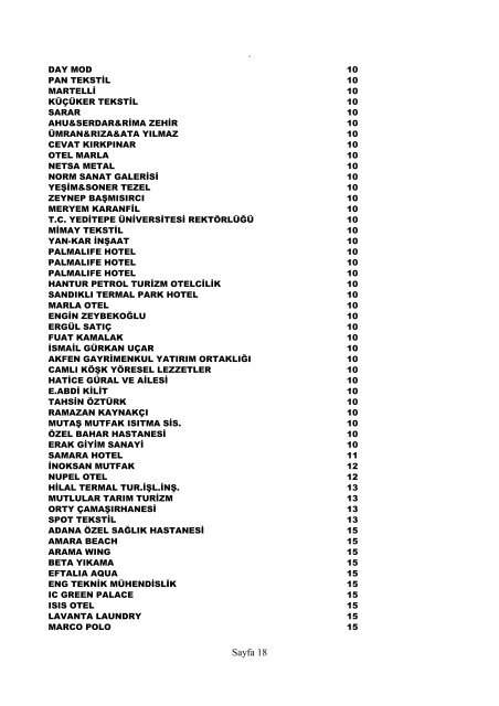 listeyi görmek için pdf ikonuna tıklayınız. - Tolkar Makina