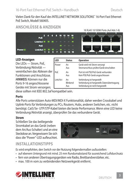 Intellinet 16-Port Fast Ethernet Rackmount PoE Switch ... - Use-IP