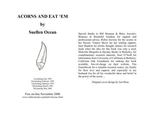 ACORNS AND EAT ‘EM by Suellen Ocean
