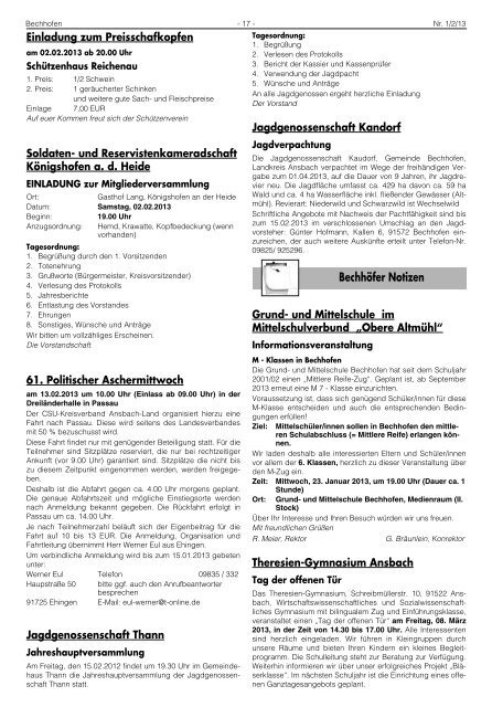 Mitteilungsblatt vom 17.01.2013 - Markt Bechhofen