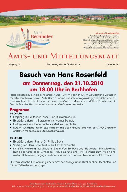 Mitteilungsblatt vom 14.10.2010 - Markt Bechhofen