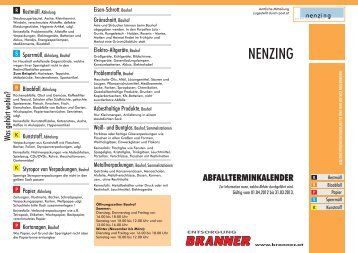 Müllkalender gültig ab 01.04.2012 - Marktgemeinde Nenzing