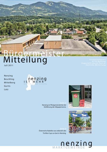 Bürgermeistermitteilung 11/02 - Marktgemeinde Nenzing