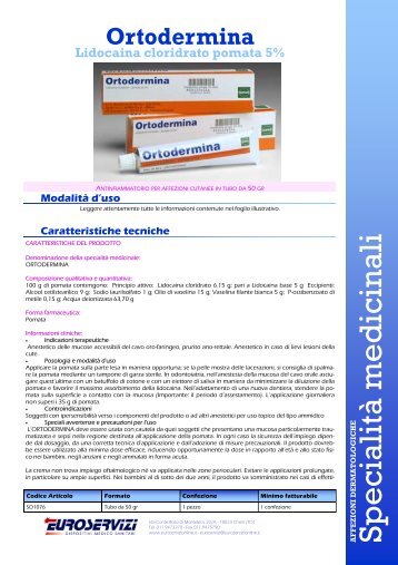 SO1076 Ortodermina lidocaina cloridrato ... - Euroservizi online