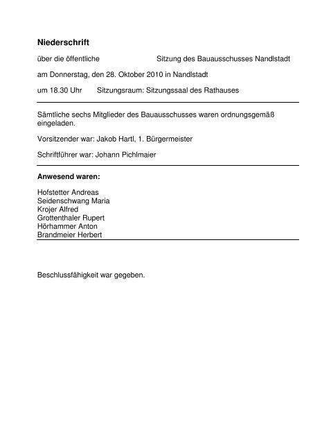 Protokolldownload (pdf) - Markt Nandlstadt