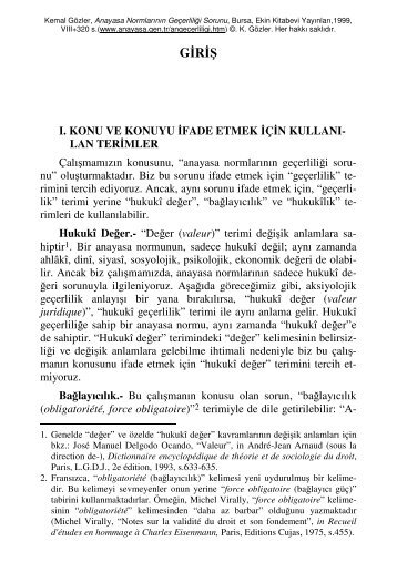 Giriş, Bölüm 1-3 - Türk Anayasa Hukuku Sitesi