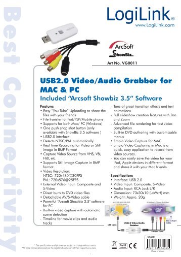 USB2.0 Video/Audio Grabber for MAC & PC