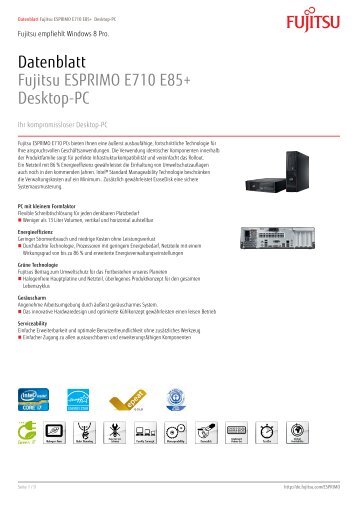 Datenblatt Fujitsu ESPRIMO E710 E85+ Desktop-PC