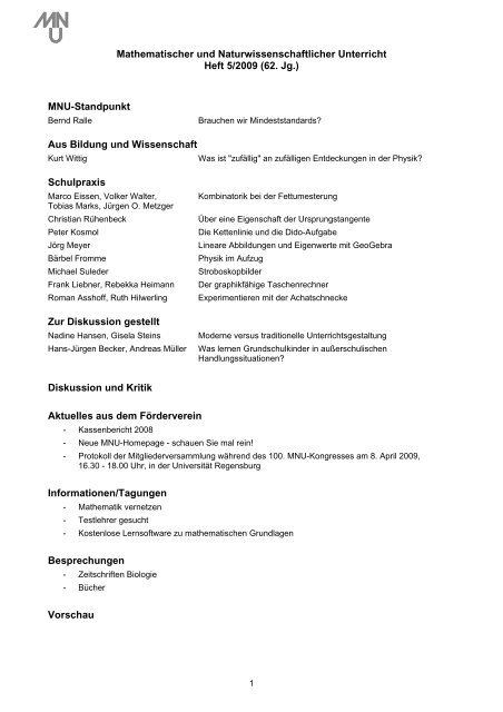 MNU_Inhalt_5_2009.pdf - MNU Deutscher Verein zur Förderung ...