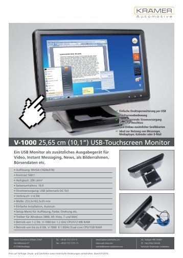 V-1000 25,65 cm (10,1“) USB-Touchscreen Monitor - Krämer ...