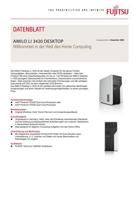 Datenblatt AMILO Desktop Li 3420 - Fujitsu