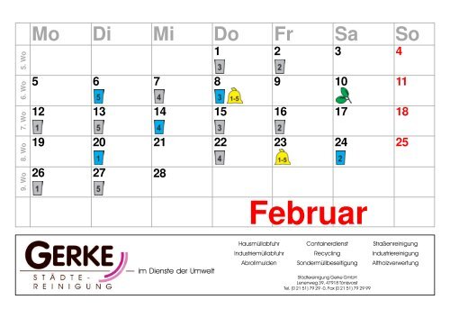 Abfallkalenderseiten Hamminkeln - Städtereinigung Gerke