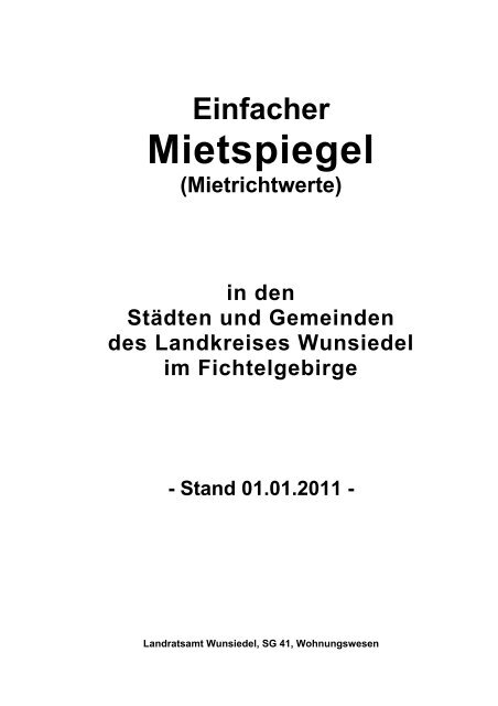 Einfacher Mietspiegel (Mietrichtwerte) - Stadt Marktredwitz