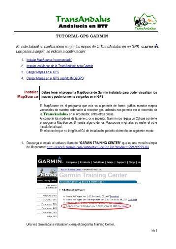 TUTORIAL GPS GARMIN En este tutorial se explica ... - Transandalus