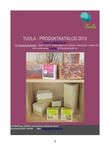 TUULA - PRODUKTKATALOG 2012