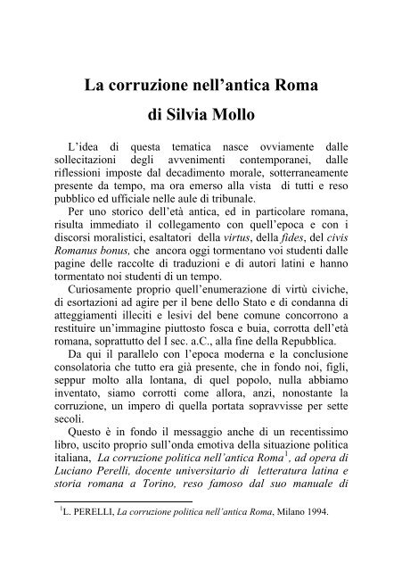 La corruzione nell’antica Roma di Silvia Mollo