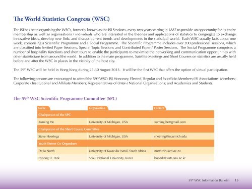 Information Bulletin - World Statistics Congress