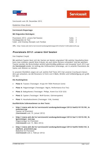 Pdf Zur Sendung Vom 28 Dezember 2012 Wdr De