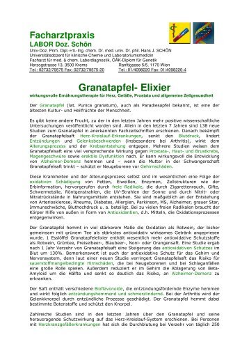 Granatapfel- Elixier - Facharztpraxis Labor Doz. Schön