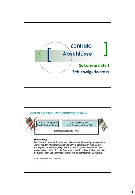 Präsentation der Arbeitsgruppe Mathematik - Zentrale Abschlüsse in ...