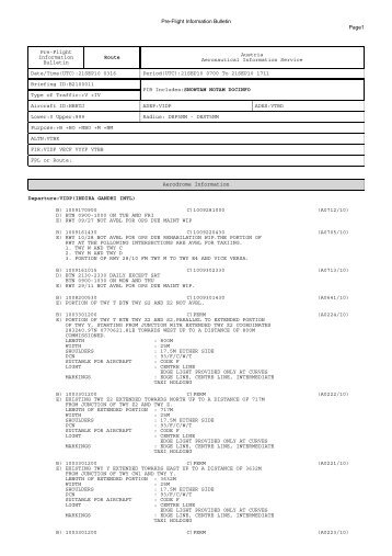 Pre-Flight Information Bulletin Route Austria ... - Coding by ICO