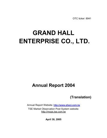 GRAND HALL ENTERPRISE CO., LTD.