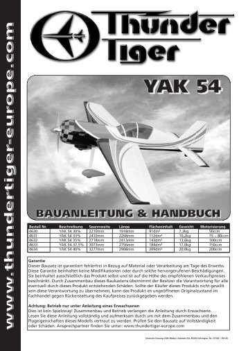 YAK 54 deutsch Satz neu U1 - Thunder Tiger TV