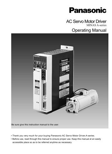 AC Servo Motor Driver Operating Manual - Panasonic