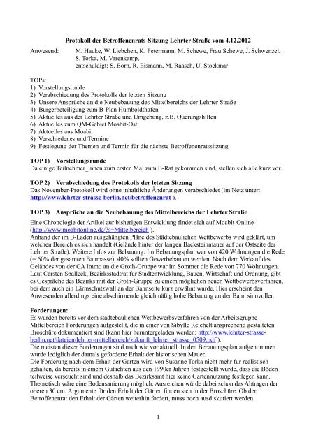 Protokoll der Betroffenenrats-Sitzung Lehrter Straße vom 4.12.2012 ...
