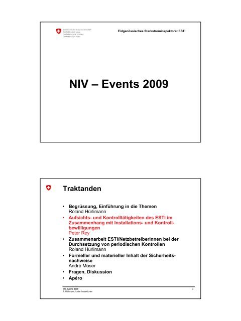 NIV – Events 2009 - ESTI - admin.ch