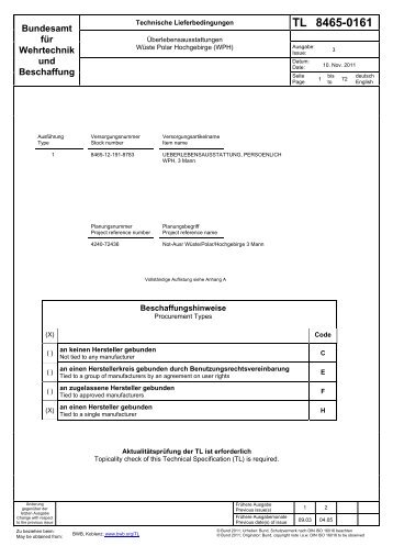 Und Date - Bundesamt für Wehrtechnik und Beschaffung