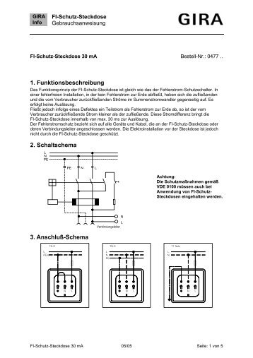 FI-Schutz-Steckdose 30 mA Art. Nr.: 477 xx - Download - Gira