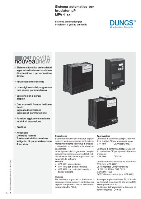 Sistema automatico per bruciatori µP MPA 41xx - Dungs Mobile