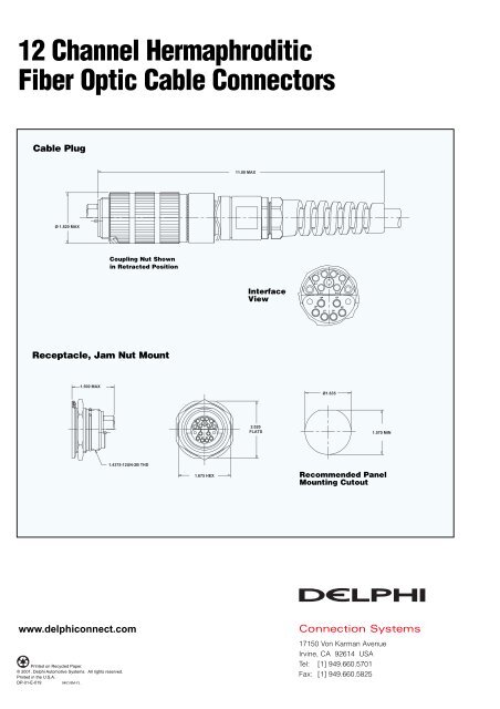 12 Channel Hermaphroditic Fiber Optic Cable Connectors - Delphi