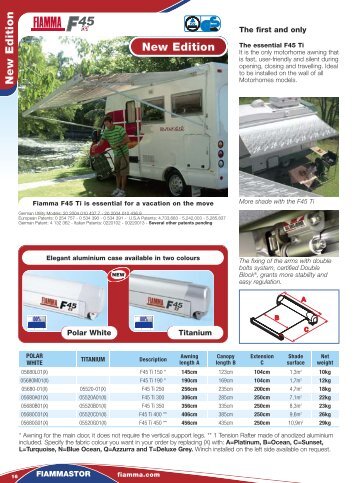 Fiamma F45Ti & Motors only (No Adapters) - Motorcaravanning.co.uk