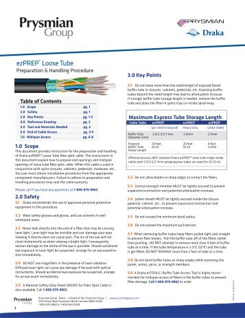 ezPREP ® | Loose Tube Cable - Draka Communications - Prysmian