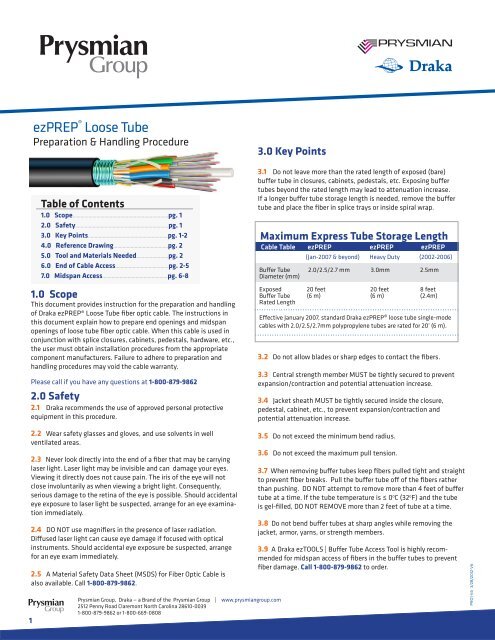 ezPREP ® | Loose Tube Cable - Draka Communications - Prysmian