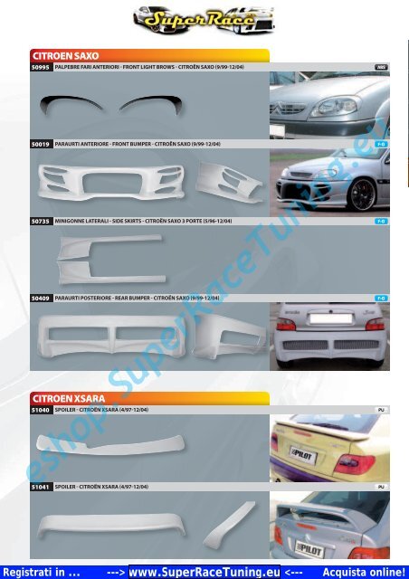 Catalogo PDF Accessori AUTO AEROKIT ... - SUPERRACE