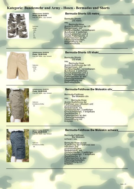 Kategorie: Bundeswehr und Army - Hosen - AFD-Shop Versandhandel