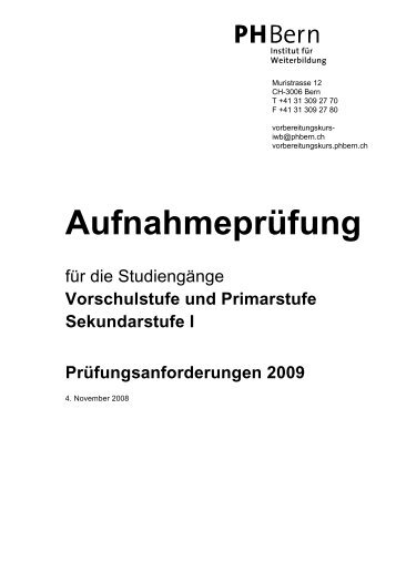 Aufnahmeprüfung - PHBern