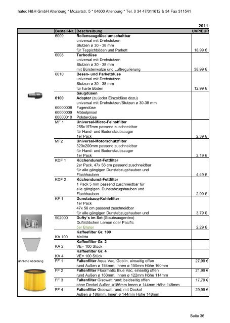 Lieferprogramm mit unverbindlicher Preisempfehlung - Hatec H&H ...