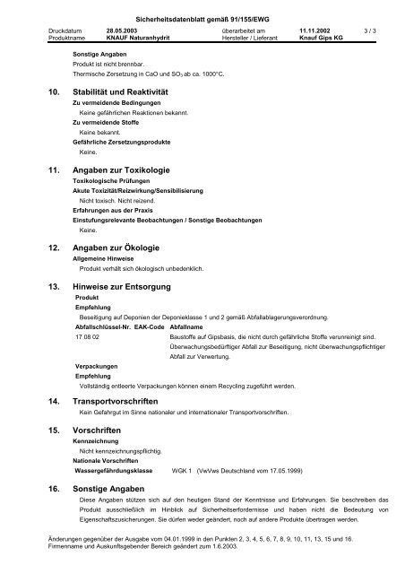 und Firmenbezeichnung KNAUF Naturanhydrit 2 ...