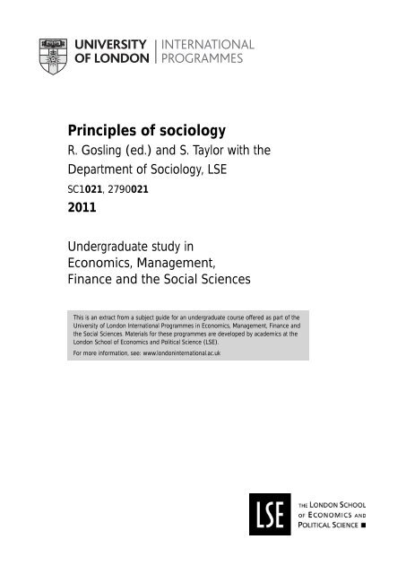 Principles of sociology - University of London International ...