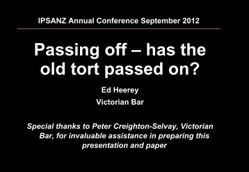 2012 IPSANZ Annual Conference Seminar ... - List G Barristers