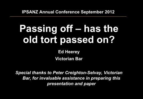 2012 IPSANZ Annual Conference Seminar ... - List G Barristers