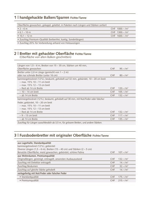 Preisliste 2012: Bretter/Balken, Furniere ... - Holzwerkstoffe Gfeller AG