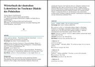 Wörterbuch deutscher Lehnwörter im Teschener Dialekt des Poln...