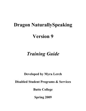 Dragon Naturally Speaking Version 9 Manual [PDF]